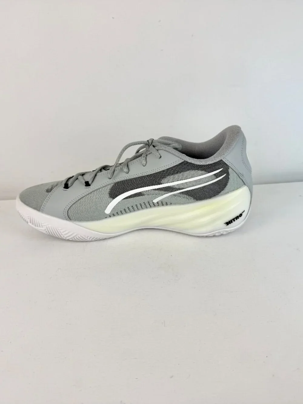 Men's 11.5 - Puma ALL Pro Nitro Team Gray Canvas Basketball Shoes - 379081-05